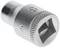 Metallic socket extension, cylindrical in shape, in silver. Suitable for use with a spanner or ratchet.