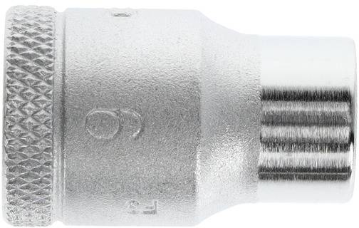 Metal adapter with a ribbed handle, cylindrical body, and smooth connection piece, commonly used in technical applications.