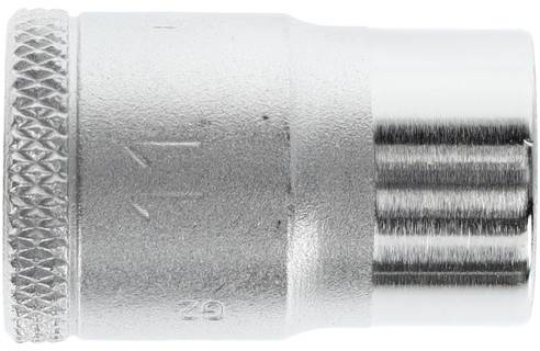 Metal socket wrench for hand tools, silver, with a knurled grip for better grip. Used for fastening screws.