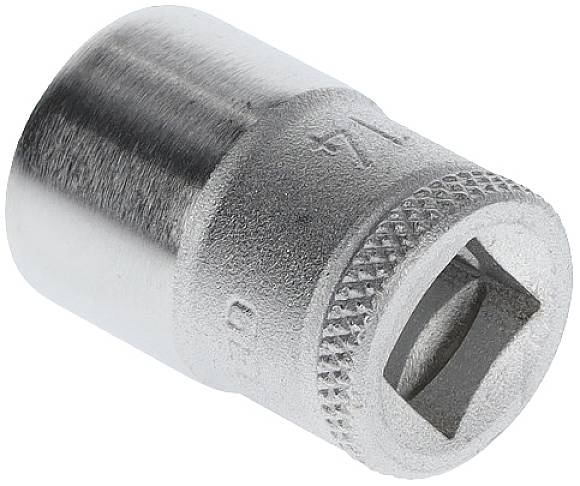 Metallic socket with a hexagonal opening, suitable for spanners.
