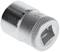 Metal hexagonal socket wrench with a knurled handle and square opening at the base, used for ratchet tools.
