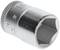 'Hexagonal Socket Wrench Insert 16 mm, Polished Metal, Knurled Surface, Size Engraved on Side.'