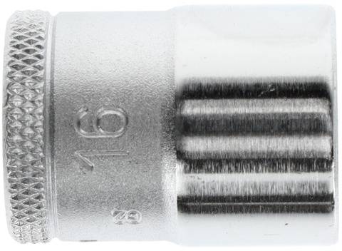 A silver socket insert with a knurled edge and the embossed number '16'. Suitable for repairs and assembly work.