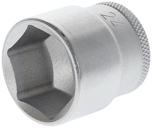 Hexagonal socket wrench, silver-coloured, with embossed number '24' indicating size, primarily used for screw-related tasks.