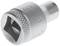 A metal socket with a knurled edge and square aperture, suitable for socket wrenches.