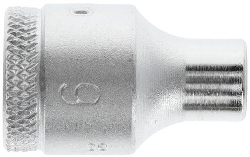 Silver hexagonal socket with a ridged edge and embossed size marking '9'. Ideal for tools and mechanical applications.