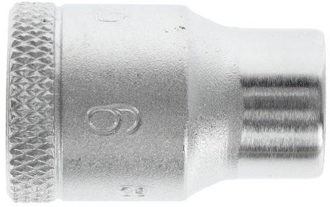 'Metal socket nut, size 9 mm, with knurled grip.'