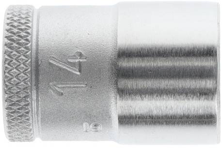 14mm chrome-plated socket wrench, silver-coloured.