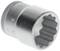 Metal socket, internally threaded, size stamped on the top surface. Used for tightening or loosening screws.