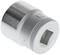 Metal socket nut with 12-mm marking and hexagonal opening, used in mechanical applications for bolts.