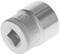 Metallic socket key attachment, 21 mm in size, cylindrical, with a knurled surface for improved grip.