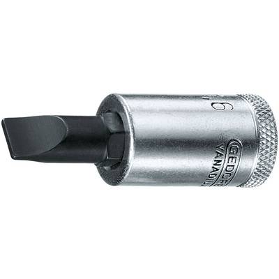 Socket screwdriver bit with hexagonal drive and wide blade. Used for screw work.