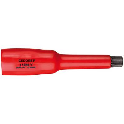 A red, isolated tool with black 'GEDORE' text on the handle, suitable for work on electrical installations.