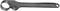 A large black adjustable spanner with a straight handle and a round, adjustable head.