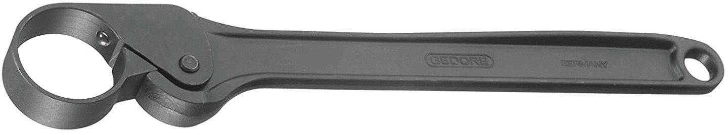 A black strap wrench with a long handle and an adjustable loop, suitable for removing oil filters.