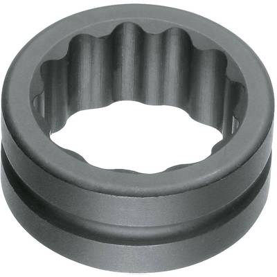 A cylindrical metal piece with a toothed inner rim, which may potentially be used as part of a mechanical system.