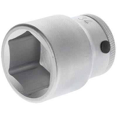 A silver socket extension with a hexagonal opening, designed for use with a ratchet or spanner.