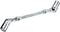Metal double-jointed brake hose spanner, specially shaped for hard-to-reach areas during vehicle maintenance.