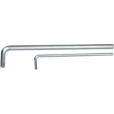 Two differently sized Allen keys are lying side by side on a white background. They are made of metal and have an L-shape.