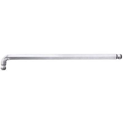 A silver-coloured Allen key with one long side and one short angled side, suitable for hexagonal screws.