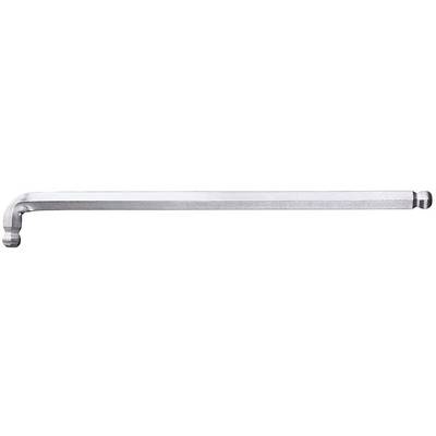 A hexagonal Allen key (hex key) made of metal with a long and a short side for handling screws.