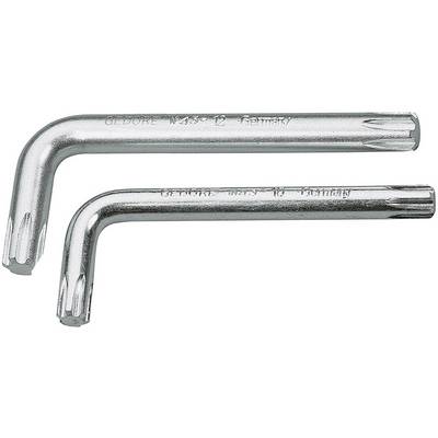 Two silver hex keys, different in size, with star-shaped ends for Torx screws.