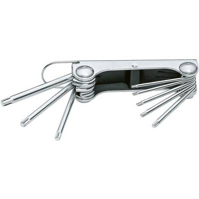 A silver multi-tool with several fold-out bits, used for repairs or bicycle adjustments.