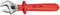 A red isolated adjustable spanner, suitable for work up to 1000 volts. Appropriate for safe use in electrical environments.