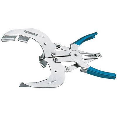 A silver and blue G-clamp from Gedore, for use in mechanical applications.