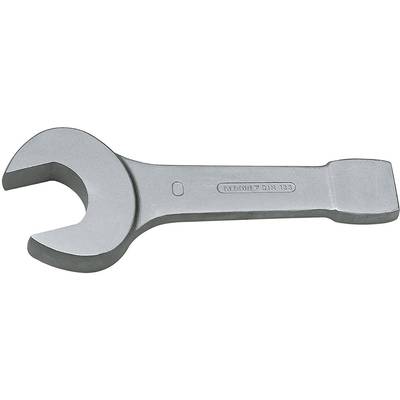 A silver-coloured metal spanner lying on its side, showing an embossed marking with the inscription 'Chrome-Vanadium DIN 133'.