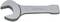 A silver metal spanner with an open-ended jaw on the left side. Suitable for mechanical work.