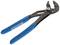 A water pump pliers with blue handles, used for gripping and turning pipes or screws.