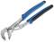 A blue water pump pliers with adjustable joint and knurled handles, suitable for gripping and holding pipes and nuts.