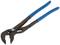 Pliers with blue handles and adjustable jaws, perfect for plumbing and pipe installation work.