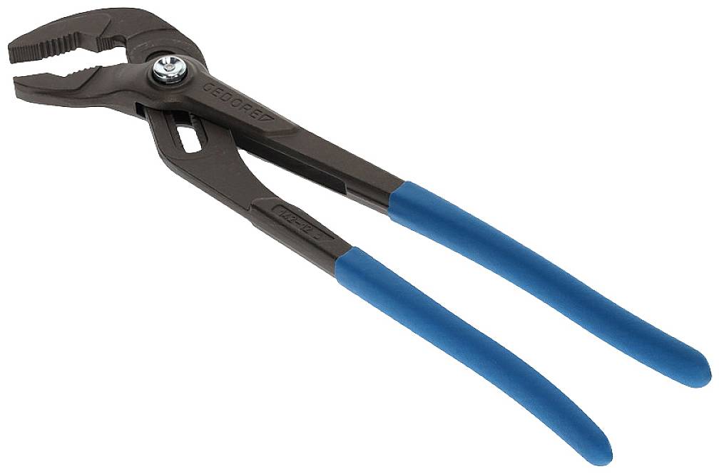 Pliers with a blue handle and an adjustable head, suitable for gripping and holding various objects, against a white background.