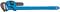 A large blue pipe wrench with metal jaws, suitable for gripping and turning pipes or similar objects.