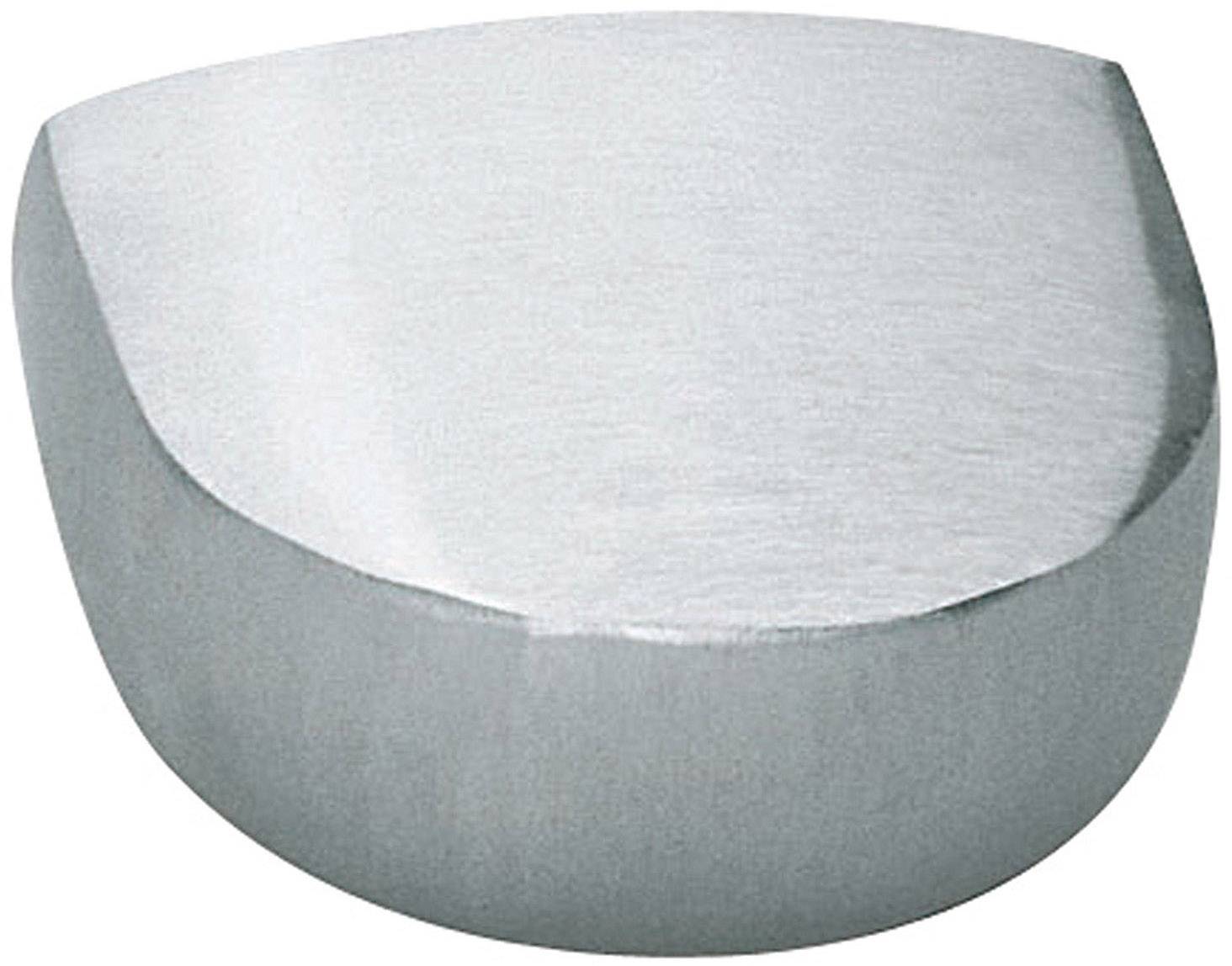 A metal object with a rounded top surface and a flat bottom surface, potentially a mechanical component or a mounting bracket.