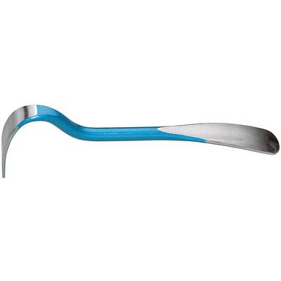 A blue crowbar with a flat end, suitable for lifting and levering materials during construction and renovation work.