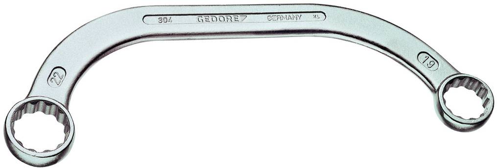'Curved ring spanners in two sizes: 19 and 22.'