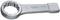 A silver ring spanner with a flattened end, suitable for turning hexagonal bolts.