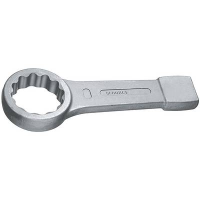 A silver ring key with a round, serrated end and a flat handle on a white background.