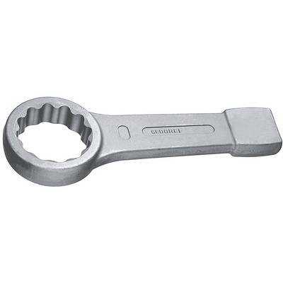 A silver ring spanner with a rectangular handle. The spanner has a serrated inner ring and is likely designed for large nuts.