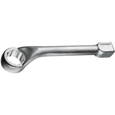 A silver spanner with a twelve-sided ring head at the left end and the inscription 'GEDORE' at the right end.