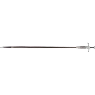 A surgical endoscope with a flexible, long shaft and a manoeuvrable handle for medical examinations.