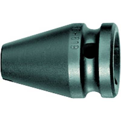 A conical metal component, dark-coloured, with a smooth surface and a circular opening at the wider end.