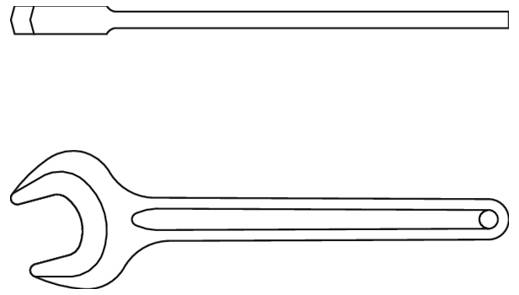 'Flathead screwdriver and open-end wrench.'