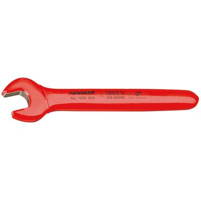 A red, insulated adjustable spanner with 'GEDORE' markings, rated for use up to 1000 V.