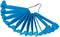 A blue plastic tile spacer in a fan shape, mounted on a silver hook. Used for ensuring even tile joints.
