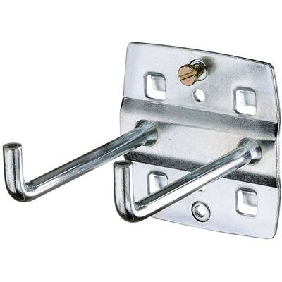 A double-galvanised metal hook on a wall bracket, suitable for hanging tools or similar items.