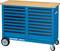 A blue tool trolley with multiple drawers, two wheels, and a wooden surface. Labelled 'GEDORE 1506 XL'.